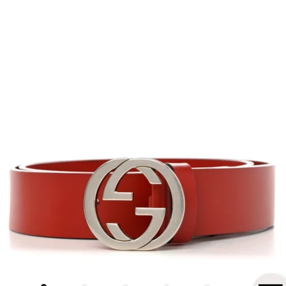 Gucci | Accessories | Gucci Red Leather Belt With Silver  display picture 3